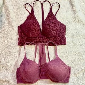 VS Pink Bra & Bralette Set, purple floral (L/36D)